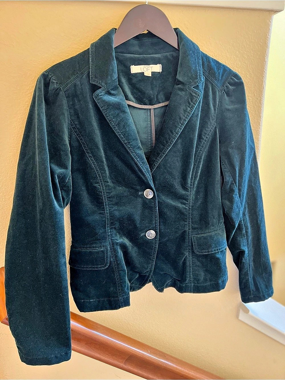 Dark Forest Green Velvet Blazer Jacket Dark Academia Preppy Boho Goth Size 6